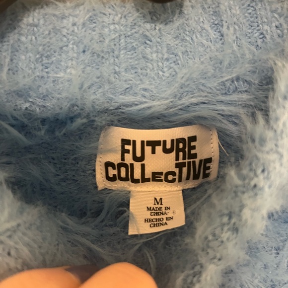 Future Collective Blue Women's Crewneck Eyelash Sweater in Medium - Picture 3 of 4